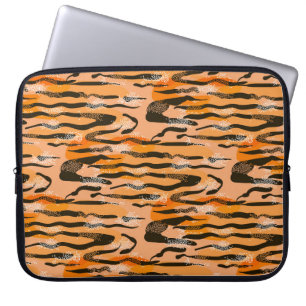 Peach Tiger Rand Mönster Laptop Fodral