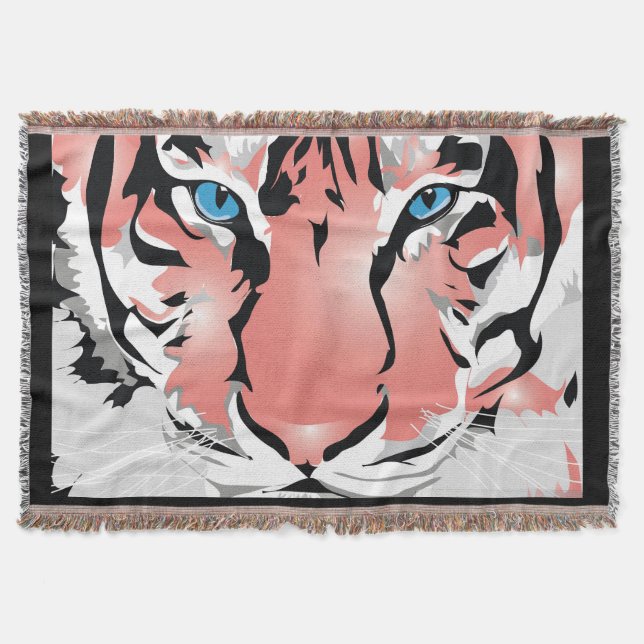 PEACH TIGER THROW BLANKET FILT (Framsidan)