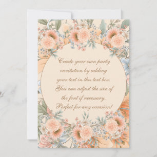 Peach Tone Watercolor Summer Garden Blommigts Inbjudningar