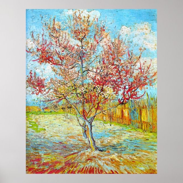 Peach Träd i Bloom i Arles, Van Gogh Poster (Framsidan)