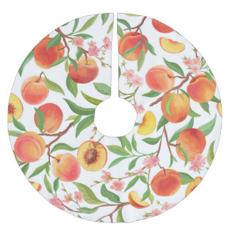 Peach Tropical Fruit Vintage Mönster. Julgransmatta Borstad Polyester