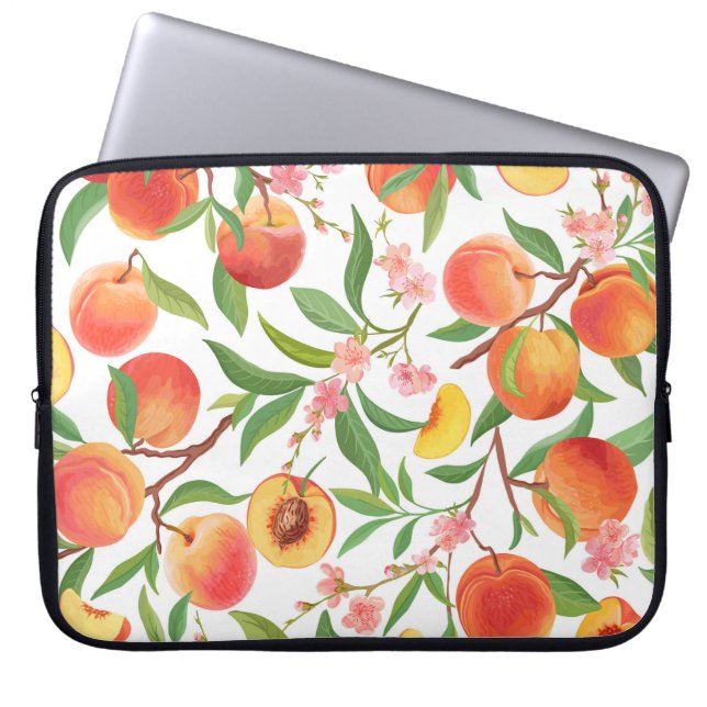Peach Tropical Fruit Vintage Mönster. Laptop Fodral (Framsidan)