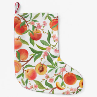 Peach Tropical Fruit Vintage Mönster. Liten Julstrumpa