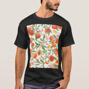 Peach Tropical Fruit Vintage Mönster. T Shirt