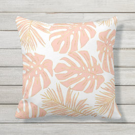 Peach tropical monstera löv mönster kudde