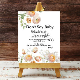 Peach Tulip Blooms Shhh Säg inte Baby Game Poster