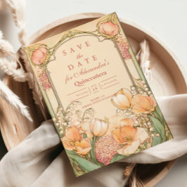 Peach Tulip Quinceañera Celebration Spara Datumet