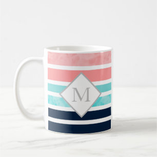Peach Turcos Indigo White Rand Kaffemugg
