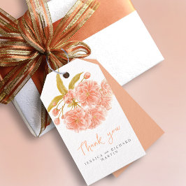 Peach vår blommar Blommor art bröllop tack. Presentetikett