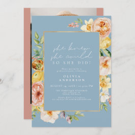 Peach  Vår Blommigt Dusty Blue Studenten  Inbjudningar