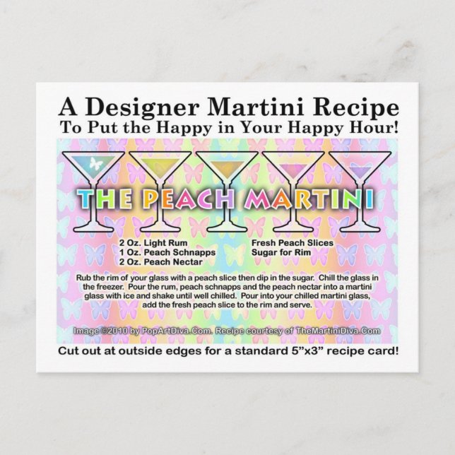 Peach Vår Martini Recept Card-vykort Vykort (Framsida)