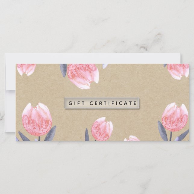 Peach Vår Watercolor Tulips Gift Certificate (Framsida)