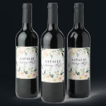 Peach vattencolor blommigt 30års födelsedag-partif vinflaska etikett<br><div class="desc">Persikofärgad blommigt 30 födelsedagsfesters dekoration. Snygg elegant,  modernt party-tema.</div>