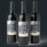 Peach vattencolor blommigt 30års födelsedag-partif vinflaska etikett<br><div class="desc">Blommigten Persika vattenfärg 30 födelsedagsfester ger dekor. Snygg elegant,  modernt party-tema.</div>