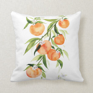 Peach-vattenfärgen sommarfrukt kudde