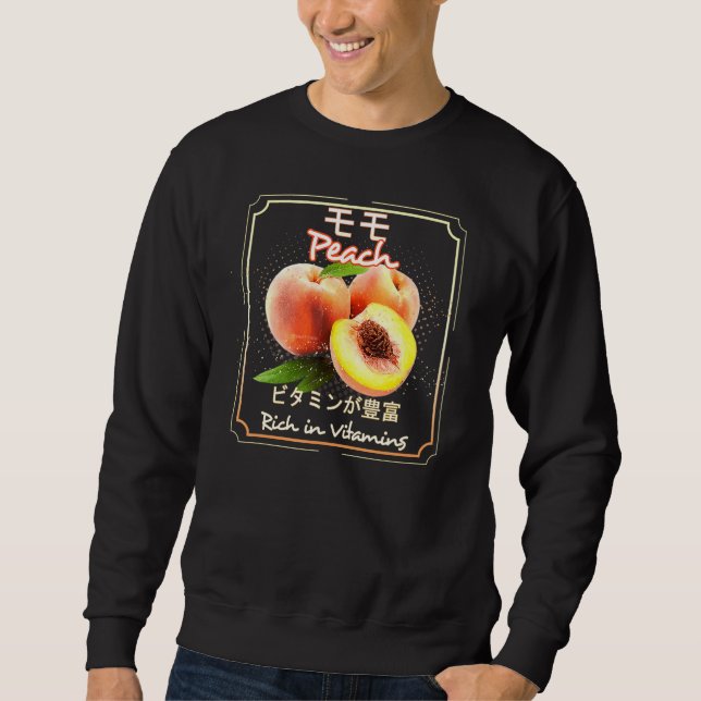 Peach Vegan friska frukter och grönsaker Lång Ärmad Tröja (Framsida)