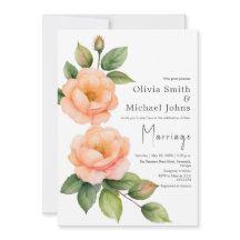 Peach vild ro Watercolor bröllopsinbjudan