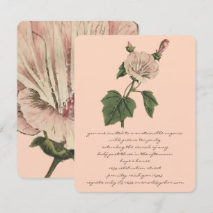 Peach Vintage Boho Botanical Ro Flower Middag Inbjudningar