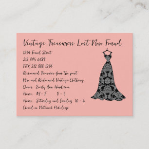 Peach Vintage Dress Hat Mode Diva Visitkort