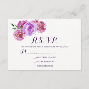 Peach violet plum peonies blommigt bröllop OSA Kort