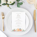 Peach Watercolor Blommigt Anpassningsbar Färg Meny<br><div class="desc">perfekt för alla händelser,  anpassa baksidan,  ändra färg och/eller ta bort mönster.</div>