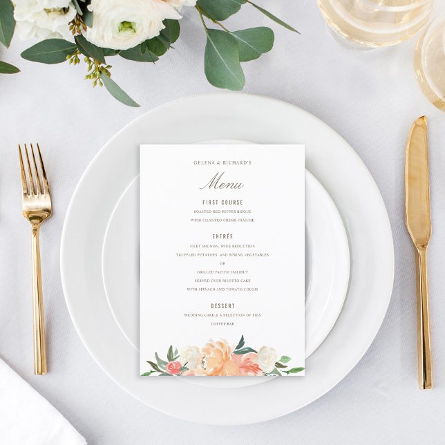  Peach Watercolor Blommigt Anpassningsbar Färg Meny (Skapare uppladdad)