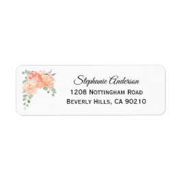 Peach Watercolor Blommigt Medley Returadress Etikett