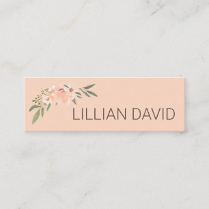  Peach Watercolor Blommigt Ro & Sage Greenery Mini Visitkort