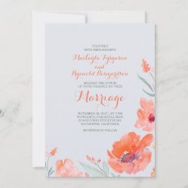 Peach Watercolor-Blommigtar SommarBröllopsinbjudni Inbjudningar