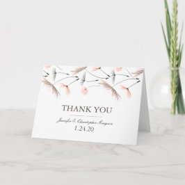 Peach Watercolor Dandelion Bröllop Tack Kort