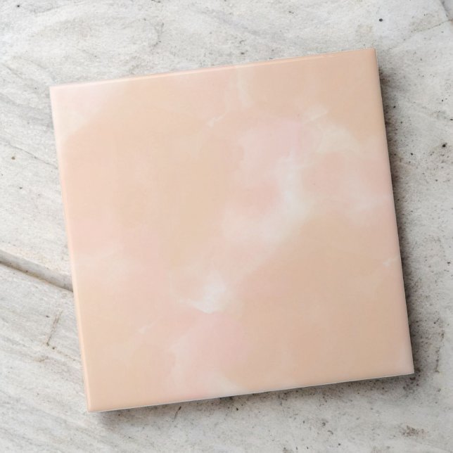 Peach Watercolor Elegant Abstrakt Vår & Summer Kakelplatta (Skapare uppladdad)