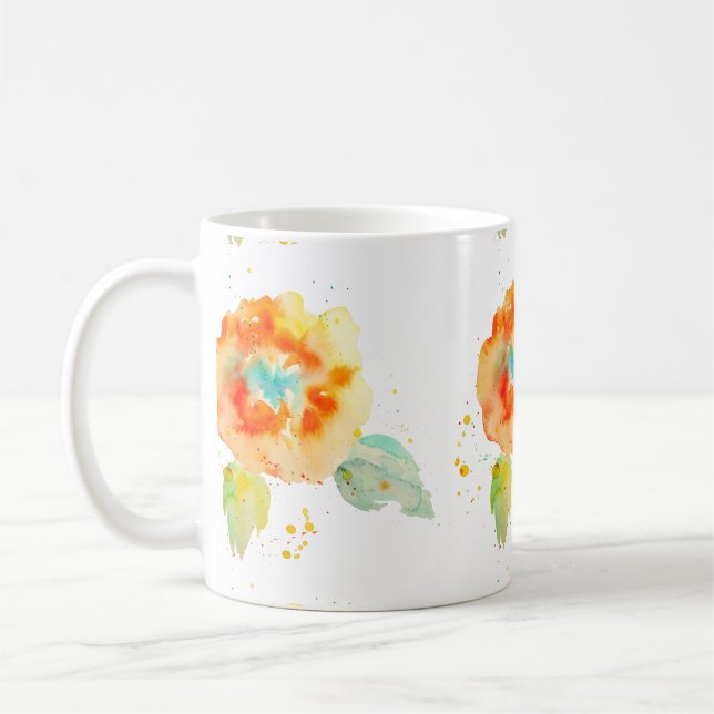 Peach Watercolor Poppies Kaffemugg (Vänster)