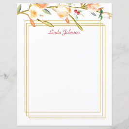 Peach Watercolor Ro Gren Stationery