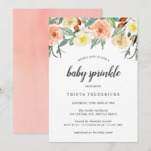 Peach Watercolor Rosor Blommigt Girl Baby Sprinkle