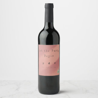 Peach Wedding Wine Label  Vinflaska Etikett