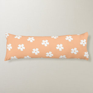 Peach & White Blommigt Retro, Cheerful Kroppskudde