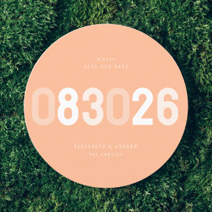 Peach White Bold Modern Round Big Date Photo Spara Datumet