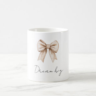 Peach White Bow Kaffemugg