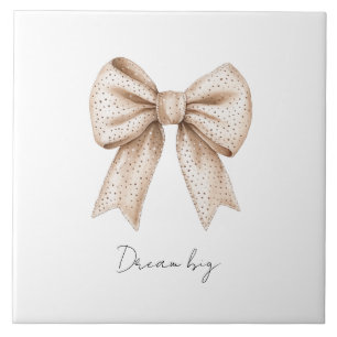 Peach White Bow Kakelplatta