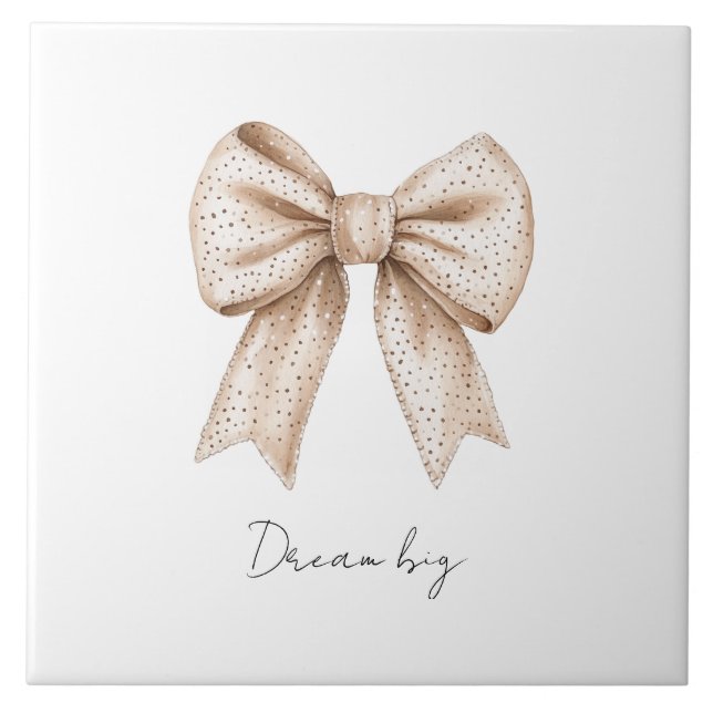 Peach White Bow Kakelplatta (Framsidan)