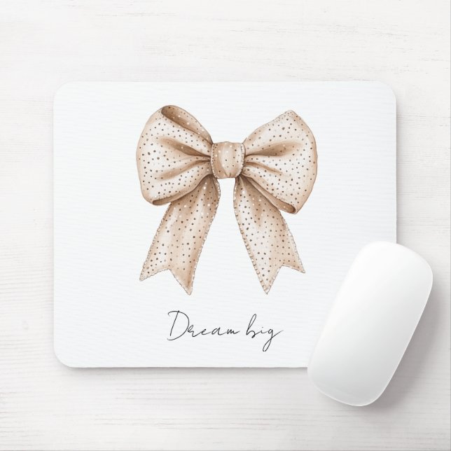 Peach White Bow Musmatta (Med mus)