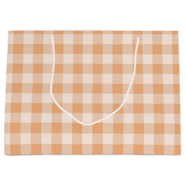 Peach White Checkated Gingham Mönster