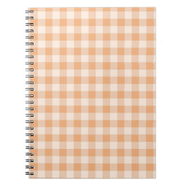 Peach White Checkated Gingham Mönster Anteckningsbok