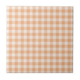 Peach White Checkated Gingham Mönster Kakelplatta