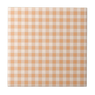 Peach White Checkated Gingham Mönster Kakelplatta