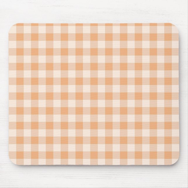 Peach White Checkated Gingham Mönster Musmatta (Framsidan)