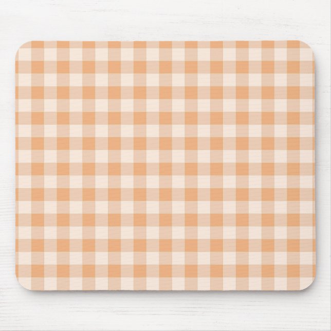 Peach White Checkated Gingham Mönster Musmatta (Framsidan)