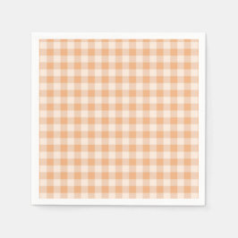 Peach White Checkated Gingham Mönster Pappersservett