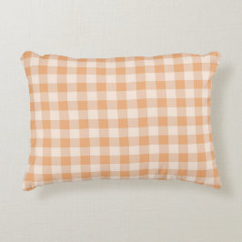 Peach White Checkated Gingham Mönster Prydnadskudde