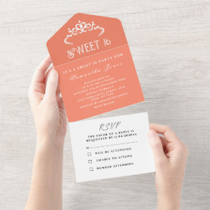 Peach White Cute Sweet 16 Tiara Sexton Modern